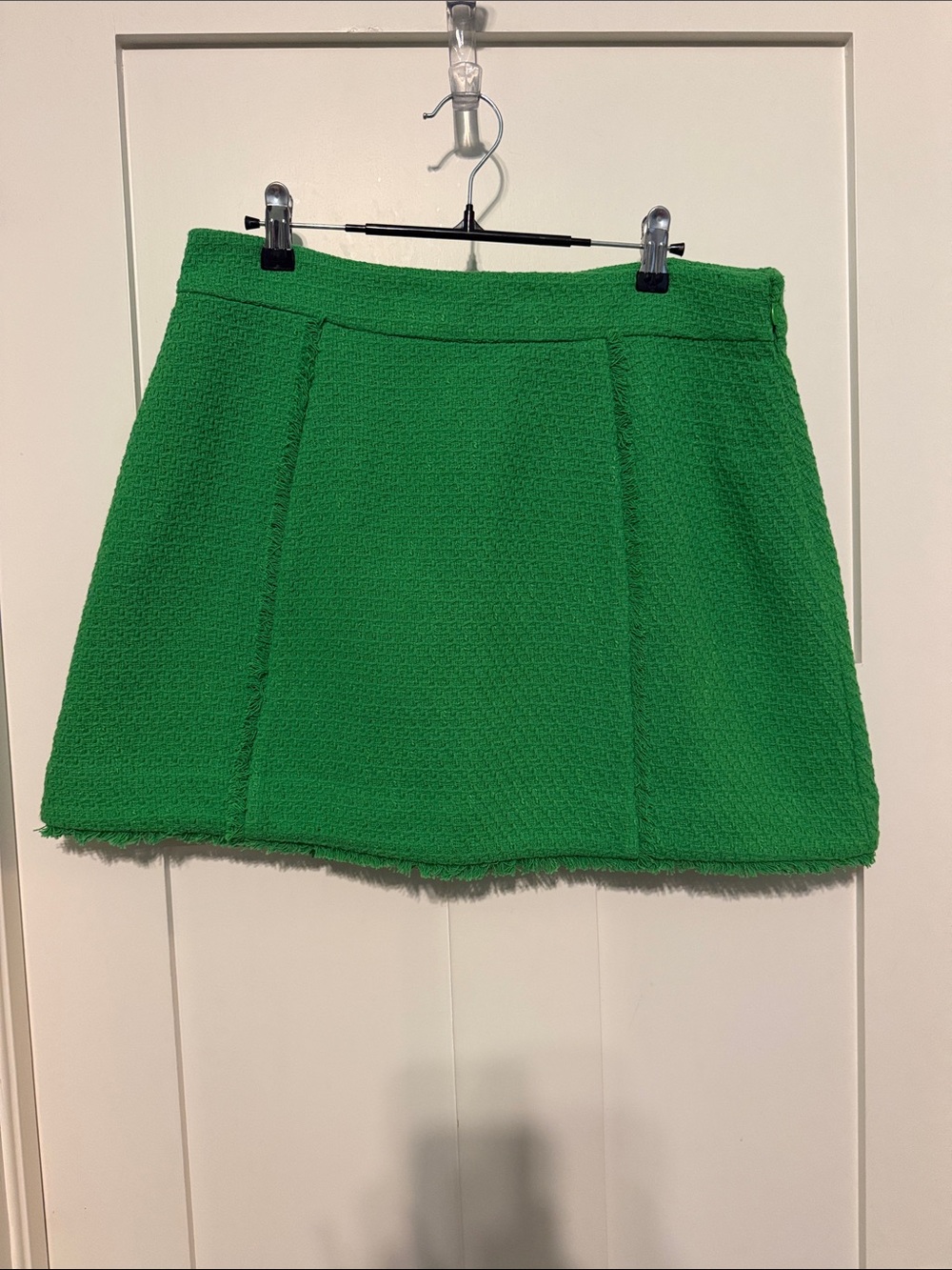 Boden Bright Kelly Green Tweed Interest Textured Preppy Mini Skirt Size 10